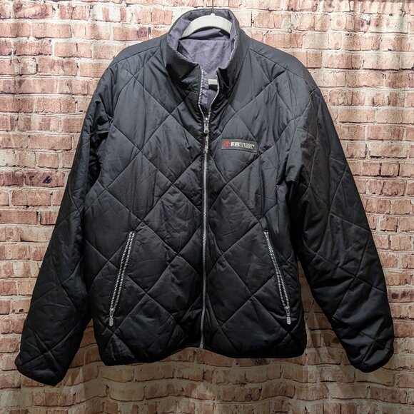 EB TEK Black Reversible Quilted Jacket with Zip Pockets Size Large - Picture 1 of 15